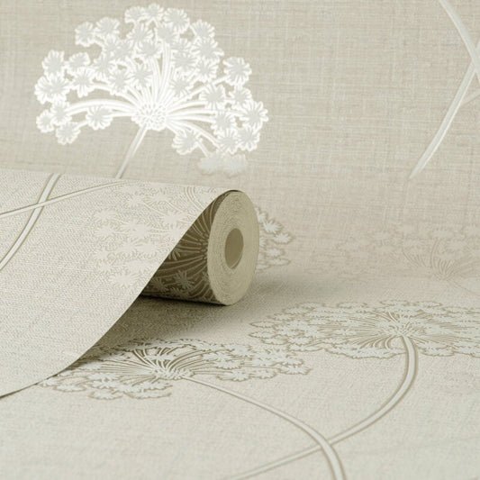 Grace Allium Flower Wallpaper - Stone - Fine Décor - FD43281 - Premier Wallcovering