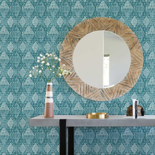 Grady Wallpaper - Teal - A Street Prints - FD26318 - Premier Wallcovering