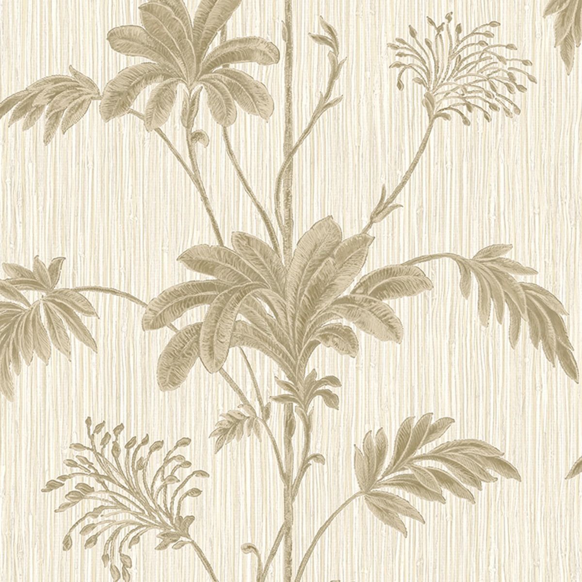 Grasscloth Textured Palm Vinyl Wallpaper - Cream / Gold - Belgravia - 2913 - Premier Wallcovering