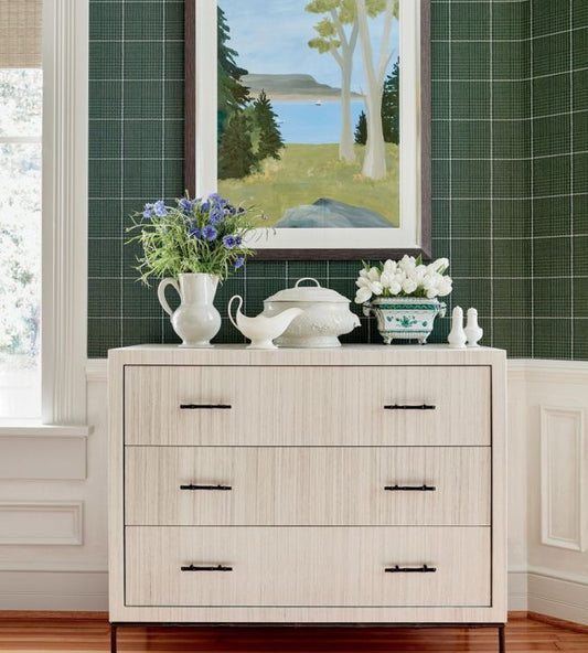 Grassmarket Check Wallpaper - Navy - Thibaut - T10201 - Premier Wallcovering