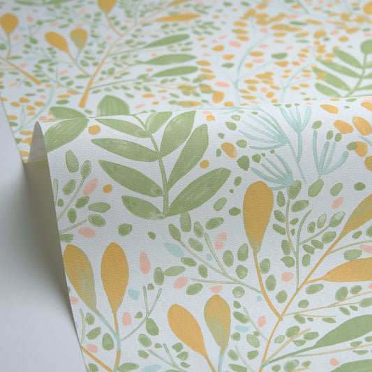 Green Life Joy Wallpaper - Orange - Caselio - 101690369 - Premier Wallcovering