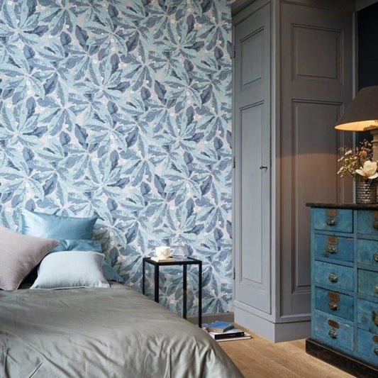 Greenery Five O'Clock Wallpaper - Bleu Indigo - Casadeco - 85796697 - Premier Wallcovering