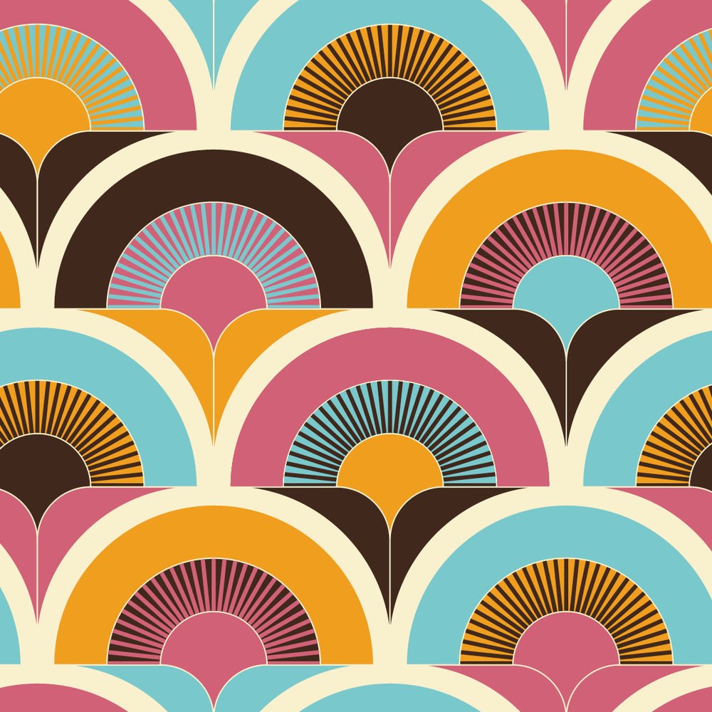 Groovy Baby Wallpaper - Aquamarine, Chocolate, Raspberry & Tangerine - Lust Home - LH900346 - Premier Wallcovering