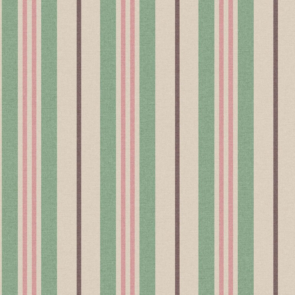 Grove Stripe Wallpaper - Pink & Green - Joules - 128923 - Premier Wallcovering