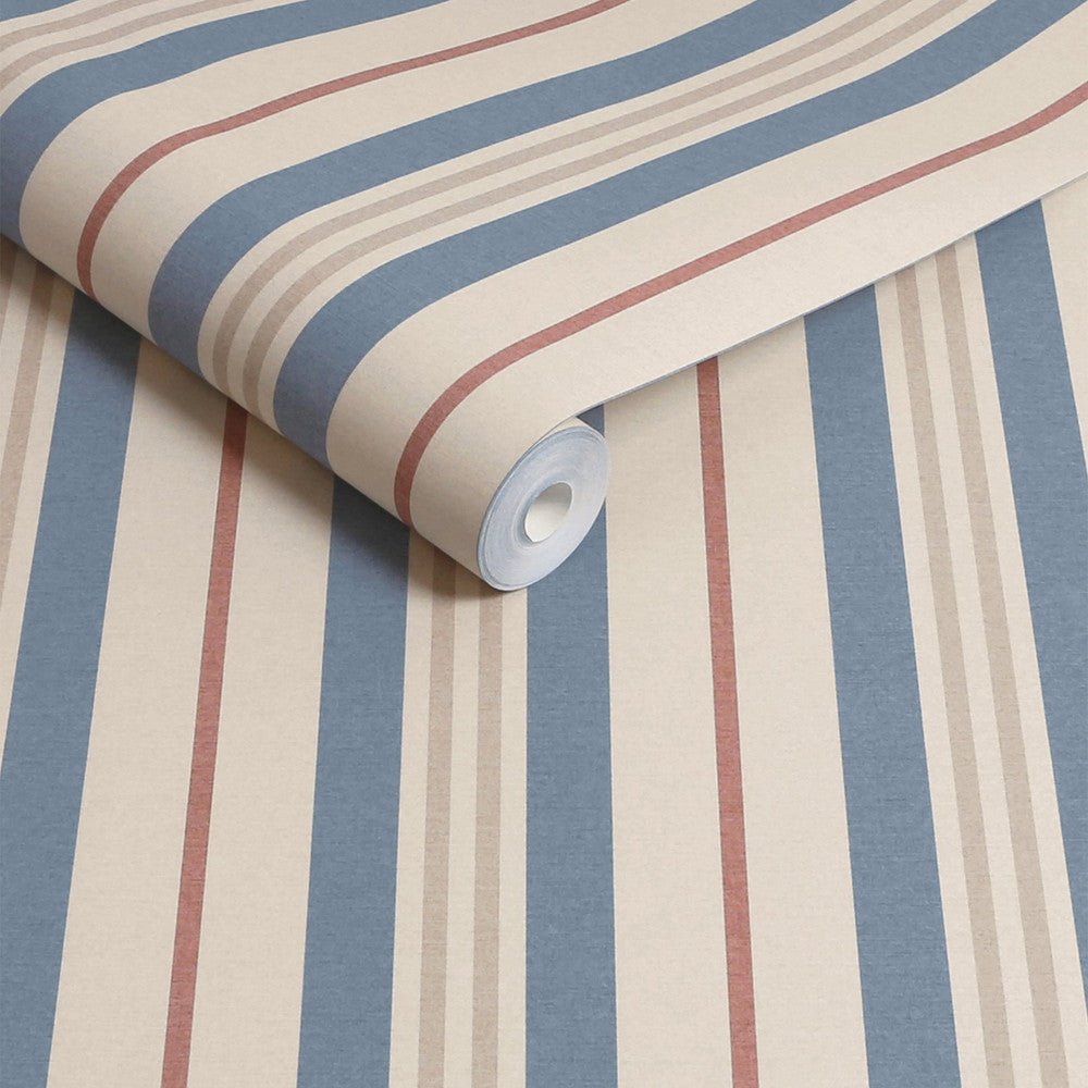Grove Stripe Wallpaper - Pink & Blue - Joules - 128926 - Premier Wallcovering