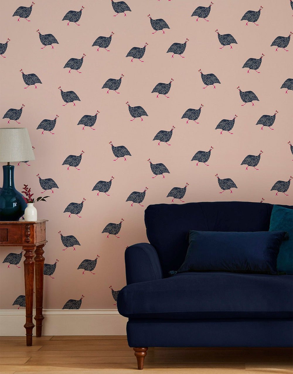Guinea Fowl Wallpaper - Blush Pink - Joules - 118566 - Premier Wallcovering