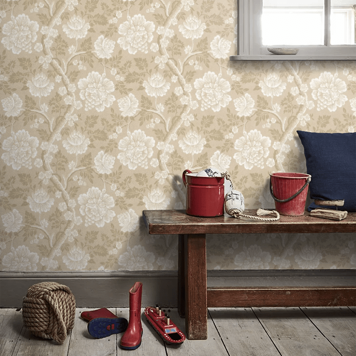 Gustav Wallpaper - Beige - Little Greene - 0247GUMUDAN - Premier Wallcovering