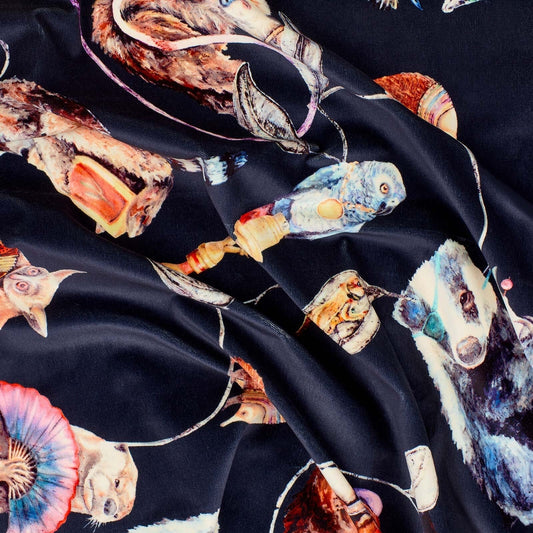 Hackney Empire Velvet Fabric - Midnight - House of Hackney - 1-FA-HAC-VE-MID-XXX-100 - Premier Wallcovering