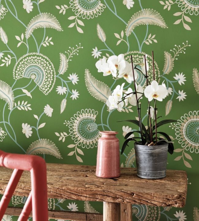 Hakimi Wallpaper - Emerald - DCPW216768 - Sanderson - Premier Wallcovering