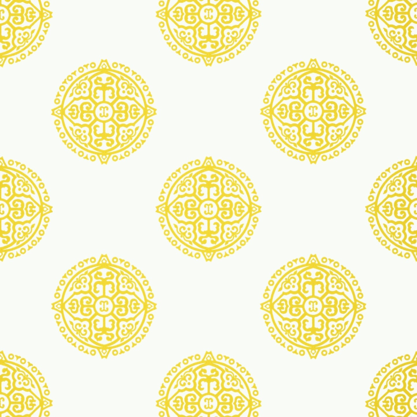 Halie Circle Wallpaper - Yellow - Thibaut - T36168 - Premier Wallcovering