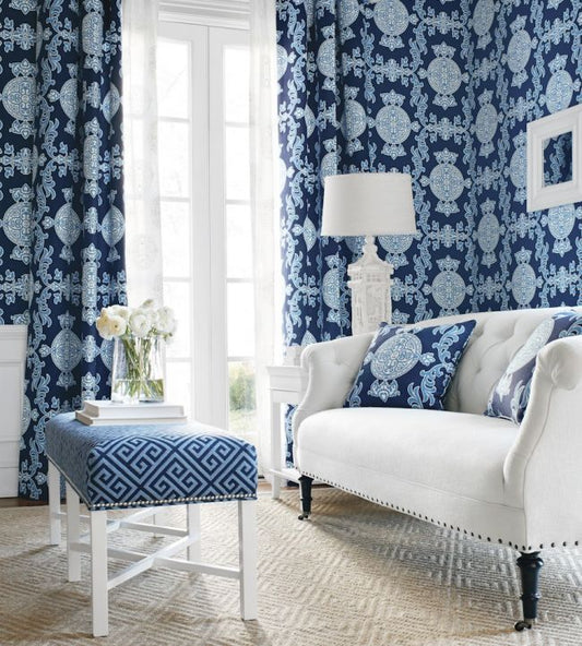 Halie Wallpaper - Aqua & Coral - Thibaut - T36113 - Premier Wallcovering