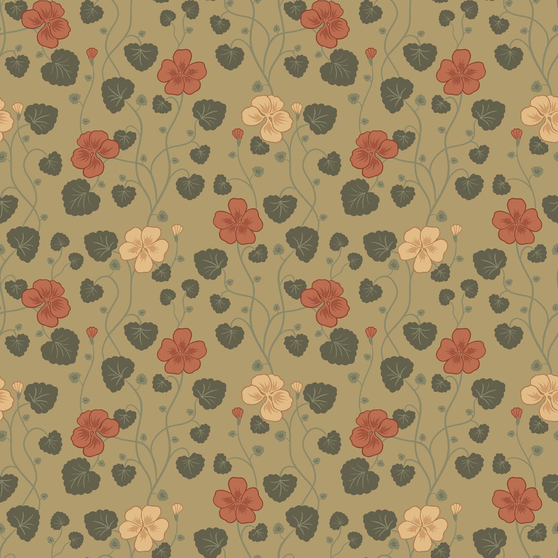 Hallie Wallpaper - Gold - Summer Gray - Premier Wallcovering