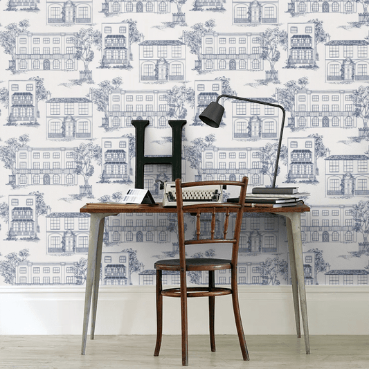 Hampstead Wallpaper - Mid Blue - Little Greene - 0288HAMIDBL - Premier Wallcovering