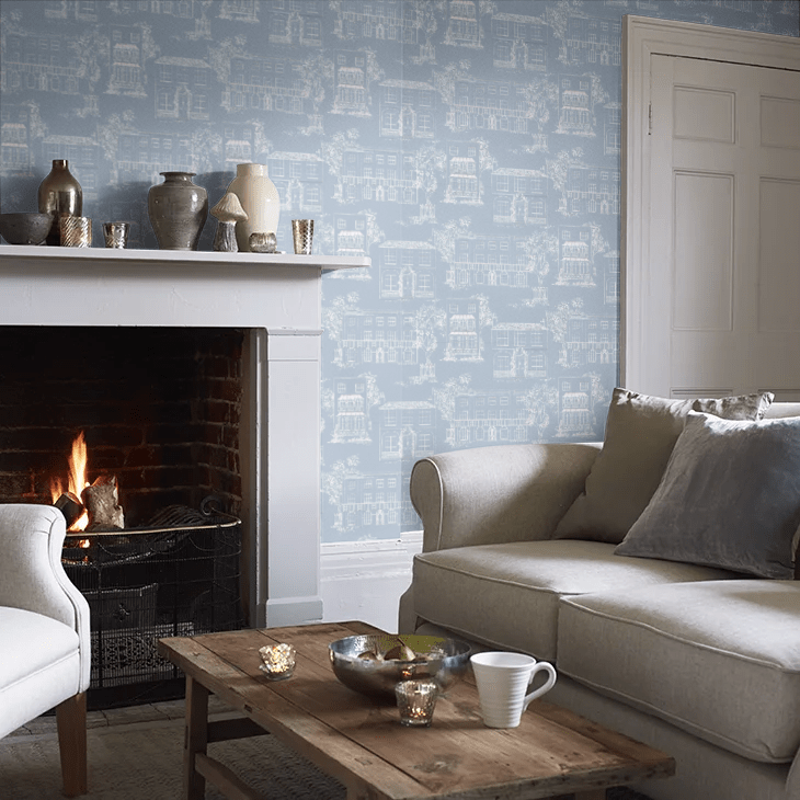 Hampstead Wallpaper - James Blue - Little Greene - 0271HAJAMES - Premier Wallcovering
