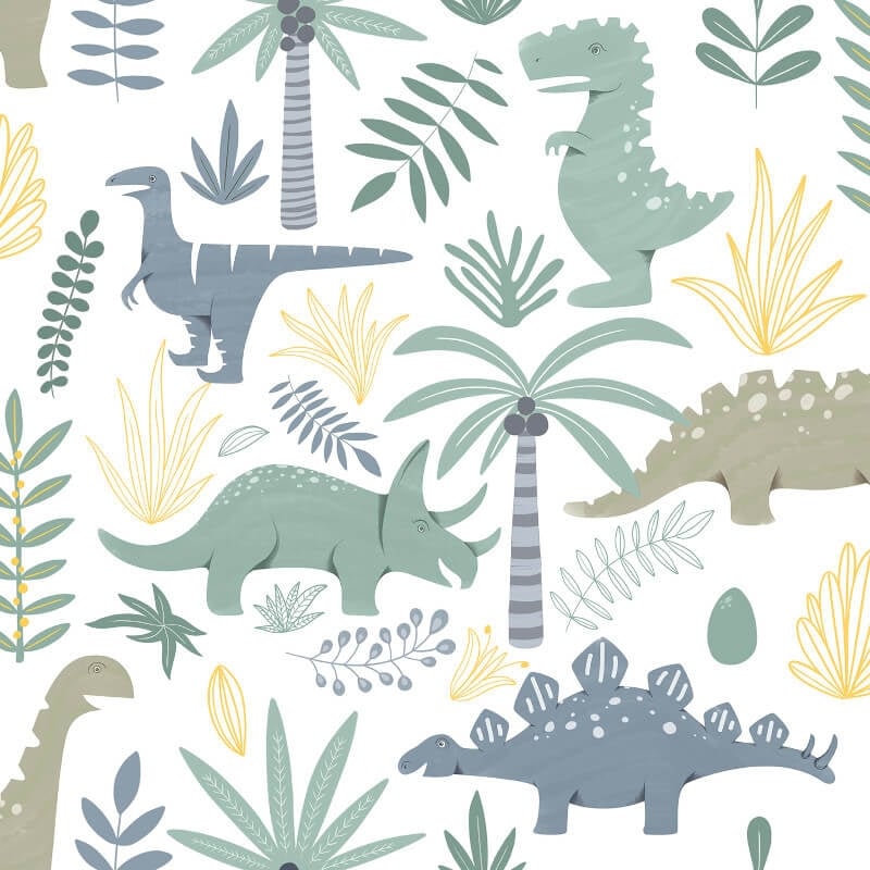 Happy Dinosaurs Wallpaper - Multi - Muriva - 577824 - Premier Wallcovering