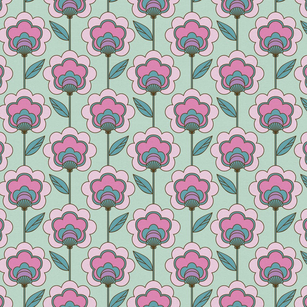 Happy Glamper Wallpaper - Magenta & Spearmint - Lust Home - LH900447 - Premier Wallcovering