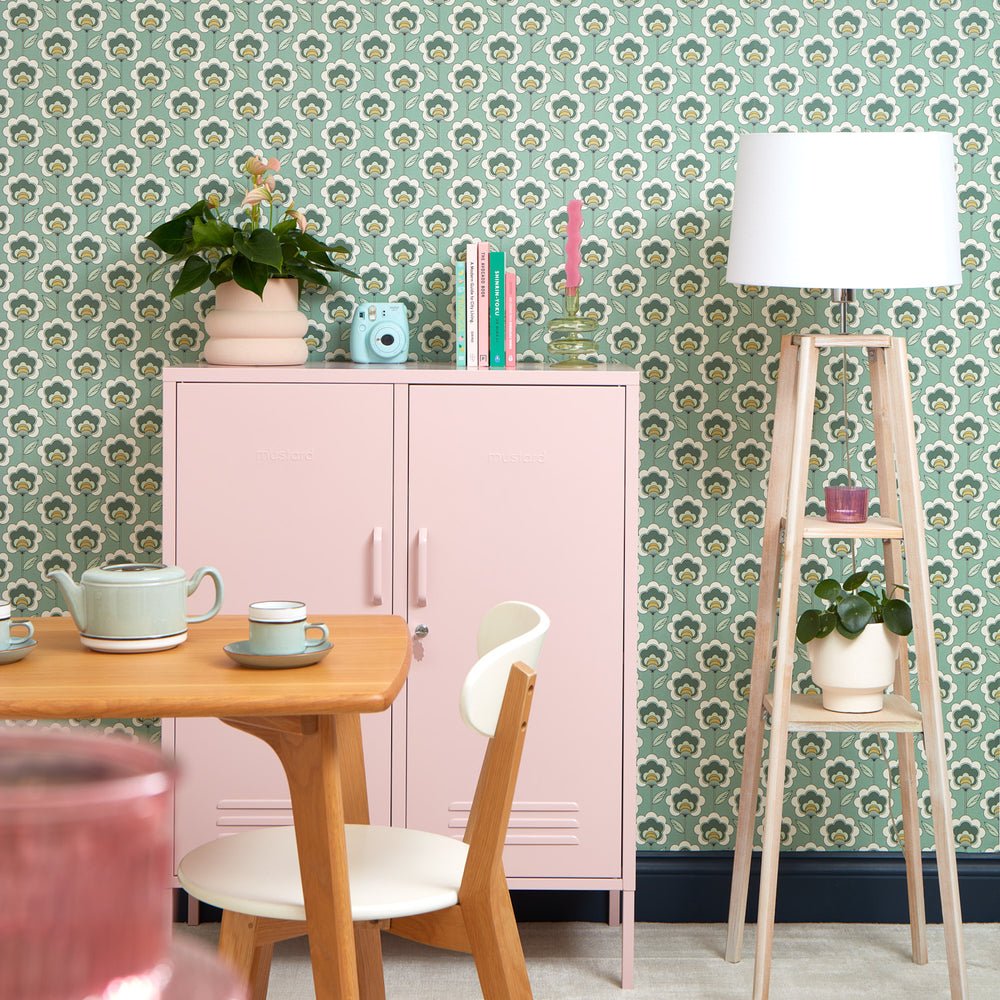 Happy Glamper Wallpaper - Sage, Elderflower & Vintage Cream - Lust Home - LH900448 - Premier Wallcovering