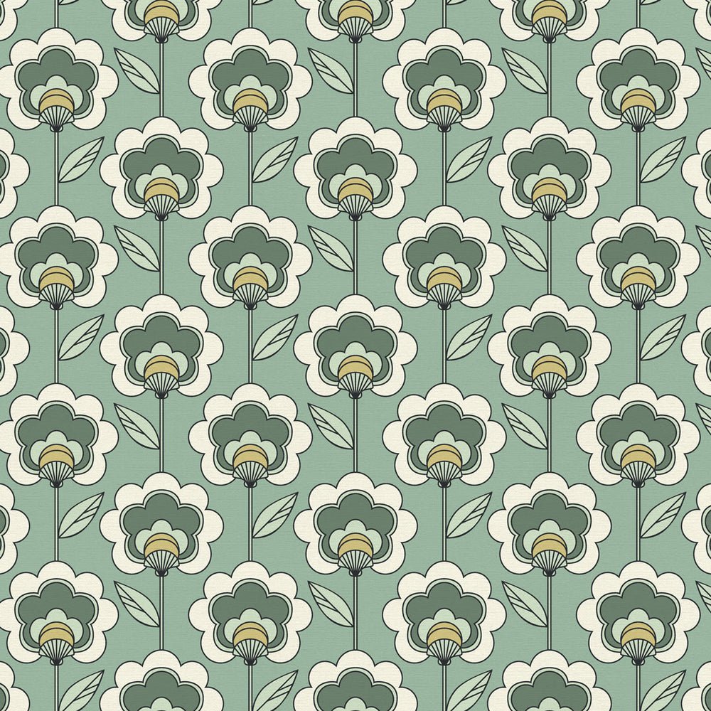 Happy Glamper Wallpaper - Sage, Elderflower & Vintage Cream - Lust Home - LH900448 - Premier Wallcovering