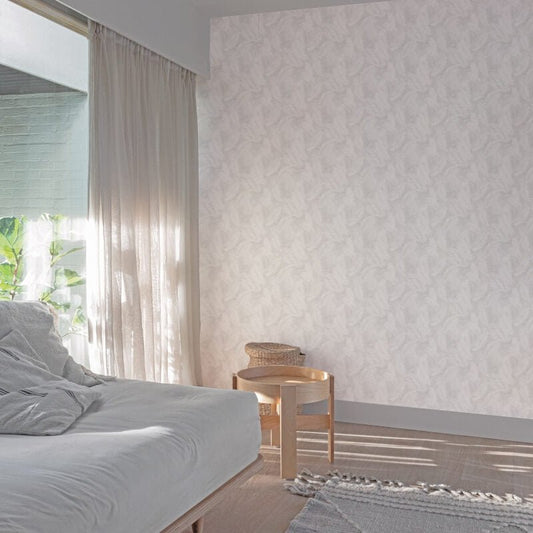 Happy Leaf Motif Wallpaper - White/Grey - Grandeco - A70201 - Premier Wallcovering