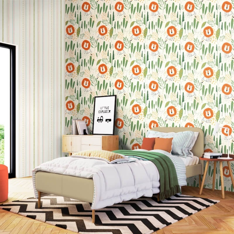 Happy Lion Wallpaper - Ginger - Hoopla Walls - HWA1313W - Premier Wallcovering