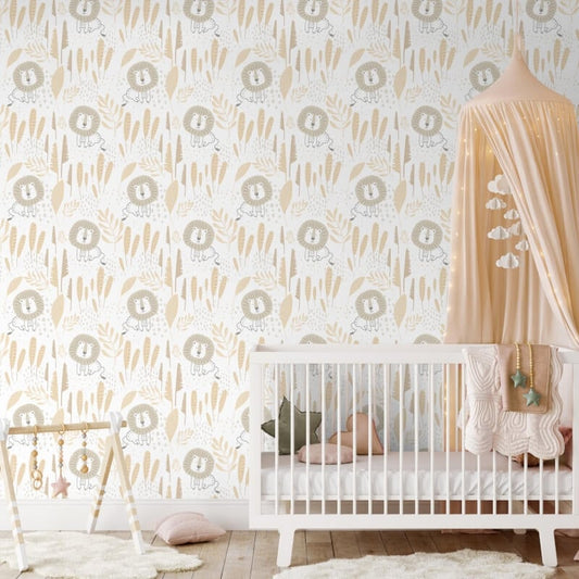Happy Lion Wallpaper - Honey Mallow - Hoopla Walls - HWA1312W - Premier Wallcovering