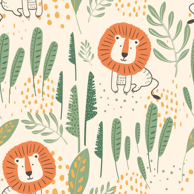 Happy Lion Wallpaper - Ginger - Hoopla Walls - HWA1313W - Premier Wallcovering