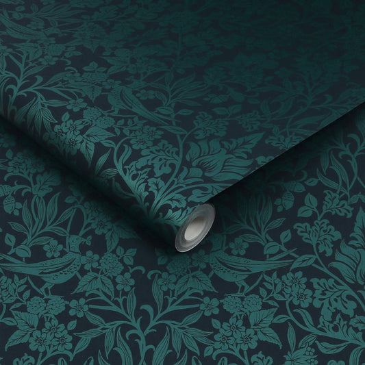 Hartley Damask Wallpaper - Teal - Graham & Brown - 120624 - Premier Wallcovering