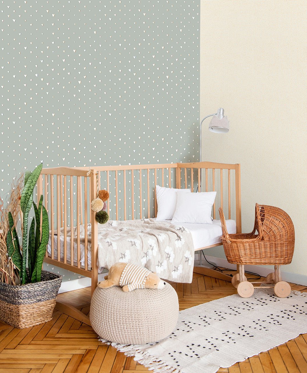 Hearts Great Kids Wallpaper - Sage - Hohenberger - 26818 - Premier Wallcovering
