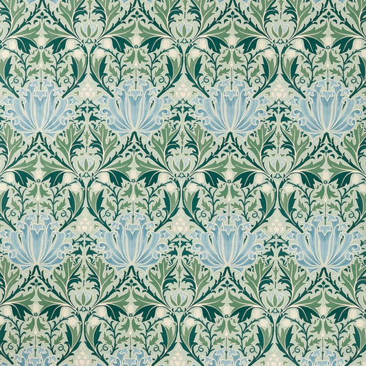 Helena Fabric - Peach/Teal - Morris & Co - 227238 - Premier Wallcovering