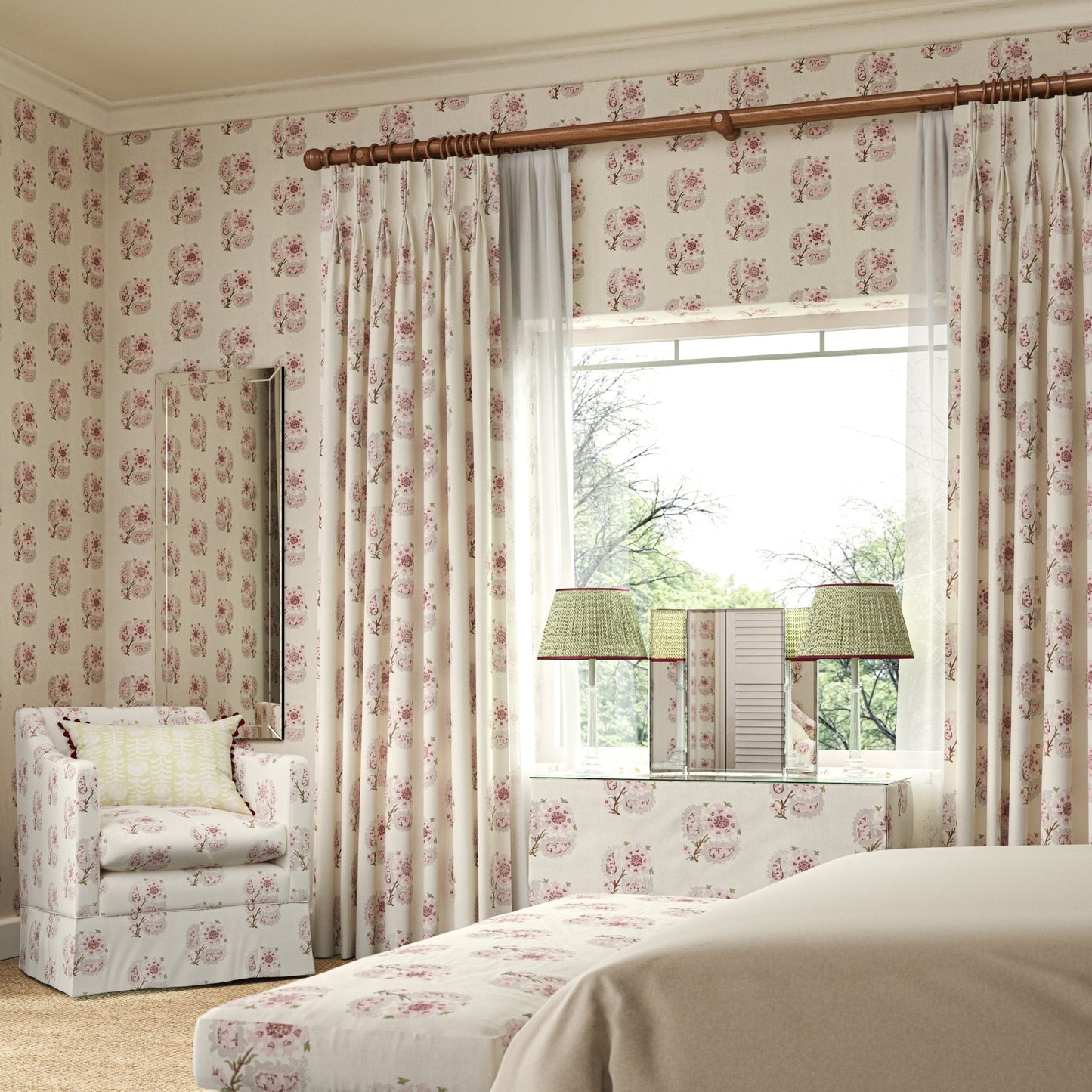 Helena Wallpaper - Pink - Penny Morrison - HELENA-PINK - Premier Wallcovering
