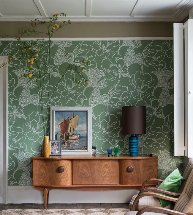 Helleborus Wallpaper - Green - 5606 - Farrow & Ball - Premier Wallcovering