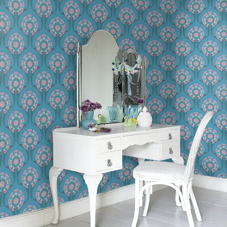 Hencroft Wallpaper - Azure - Little Greene - 0245HEAZURE - Premier Wallcovering