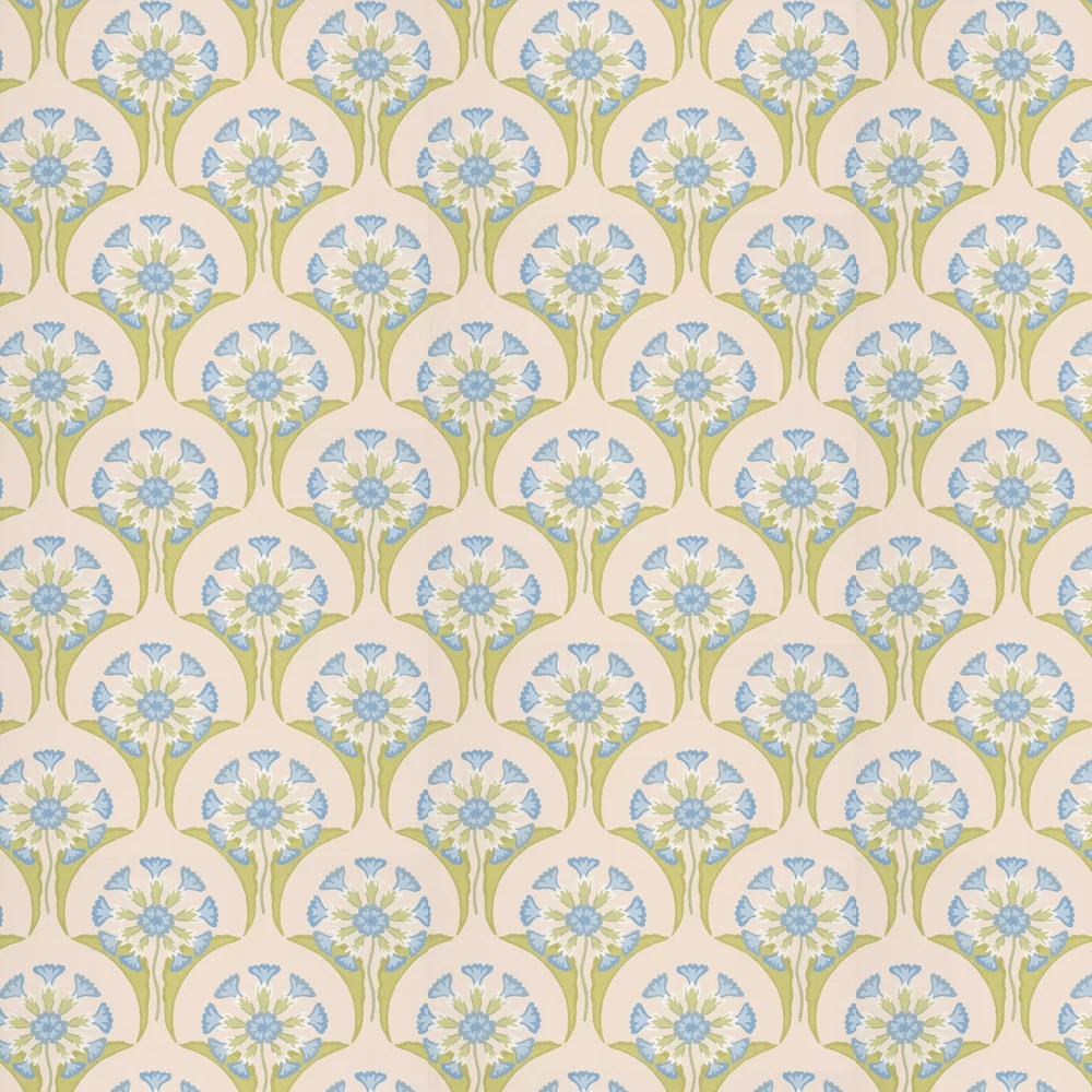 Hencroft Wallpaper - Blue Primula - Little Greene - 0245HEBLUEP - Premier Wallcovering