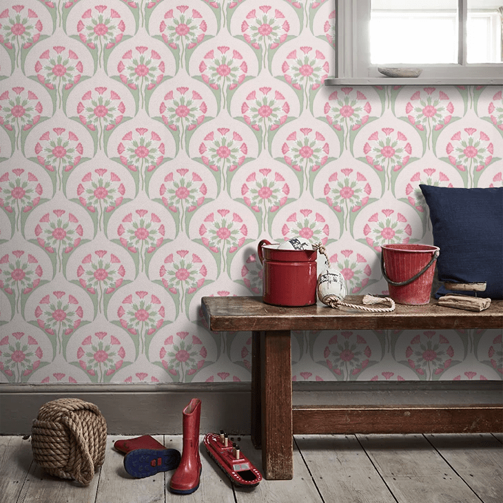 Hencroft Wallpaper - Pink Primula - Little Greene - 0245HEPINKP - Premier Wallcovering