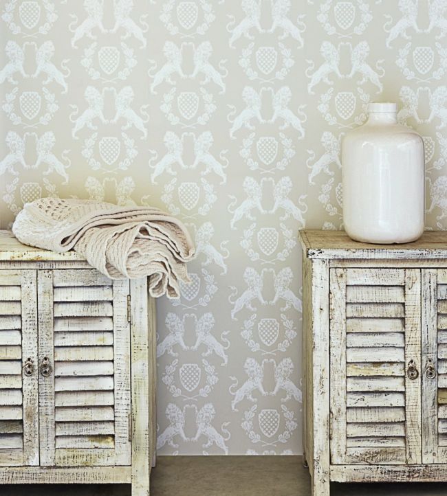 Heraldic Lion Wallpaper - Stone - BG1100102 - Barneby Gates - Premier Wallcovering