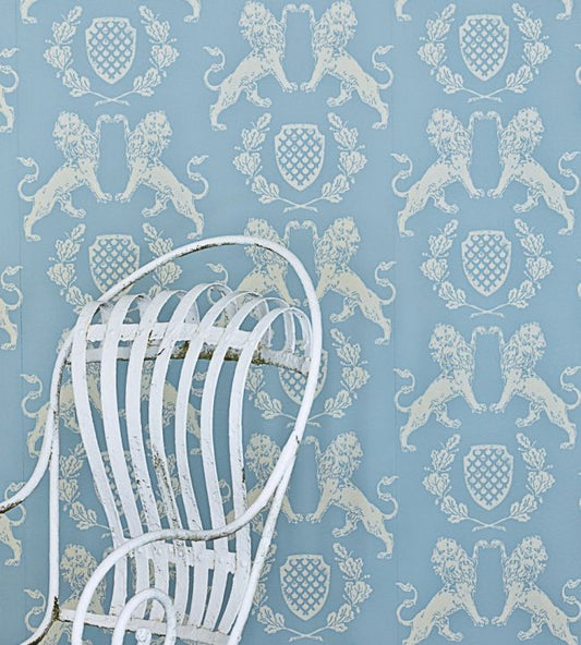 Heraldic Lion Wallpaper - Wedgewood Blue - BG1100101 - Barneby Gates - Premier Wallcovering