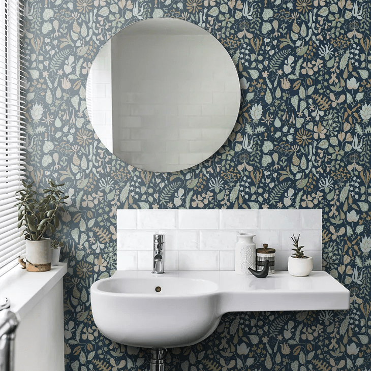 Herbarium Wallpaper - Blue - Boråstapeter - 1977 - Premier Wallcovering