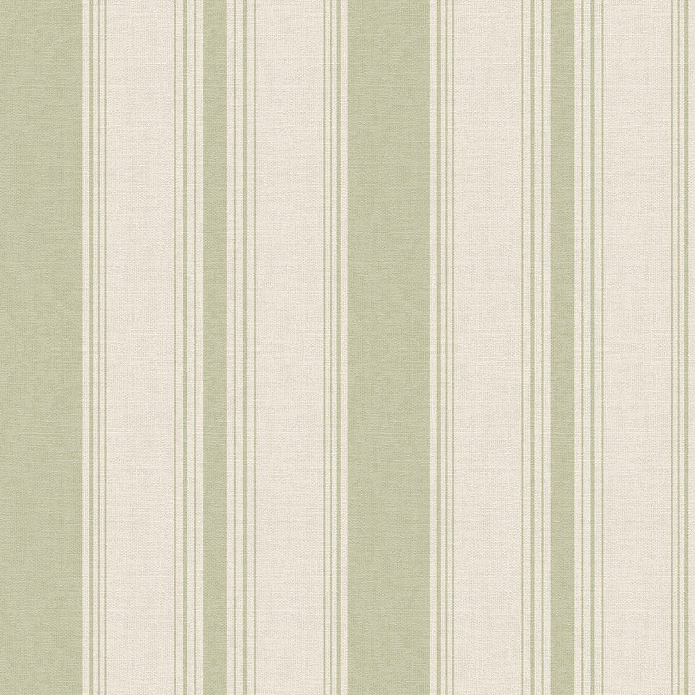 Heritage Stripe Wallpaper - Sage and Vintage Cream - LAN100075 - Lucie Annabel - Premier Wallcovering