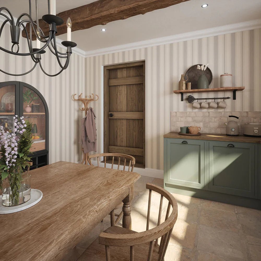 Heritage Stripe Wallpaper - Vintage Grey and Vintage Cream - LAN100073 - Lucie Annabel - Premier Wallcovering