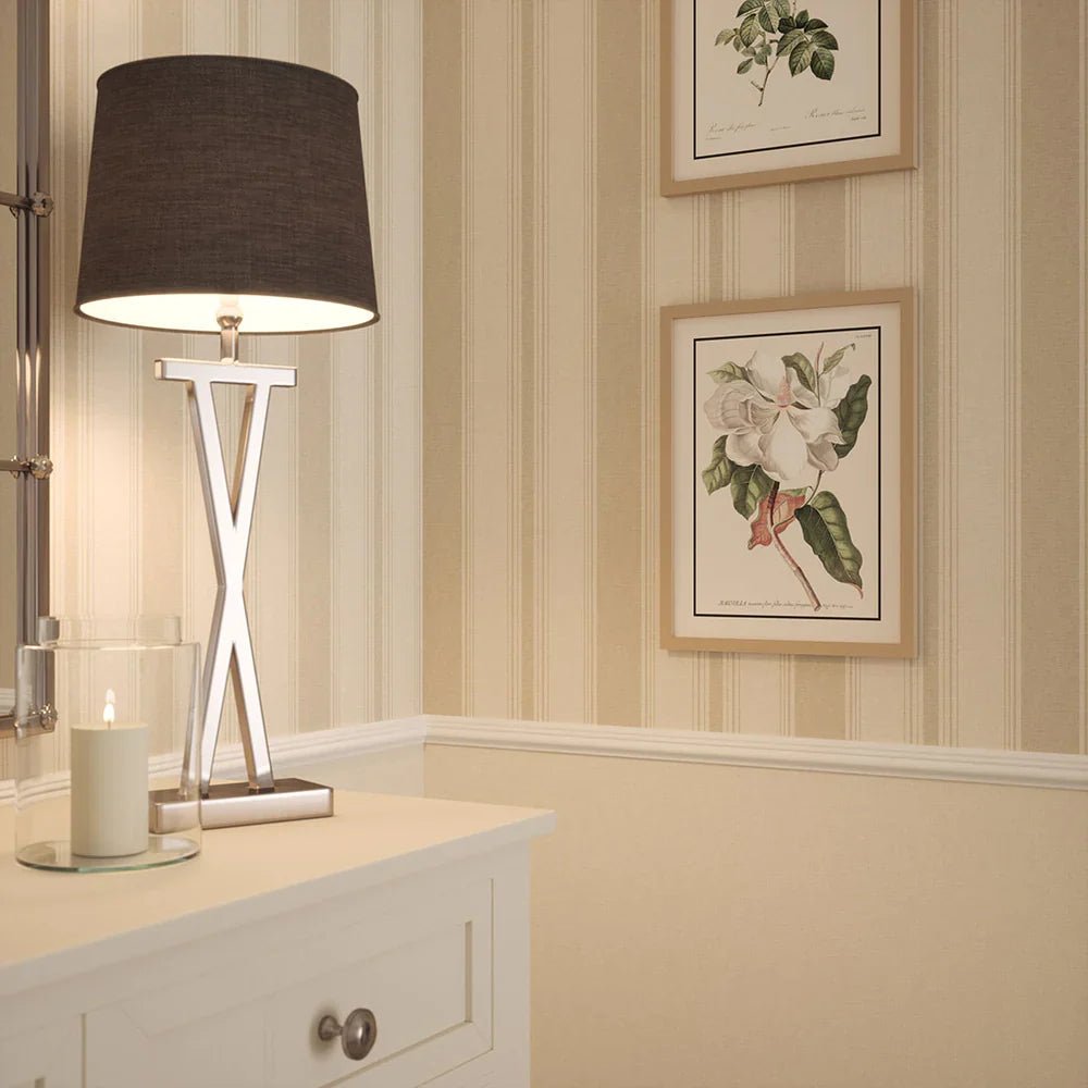 Heritage Stripe Wallpaper - Vintage Cream and Stone - LAN100071 - Lucie Annabel - Premier Wallcovering