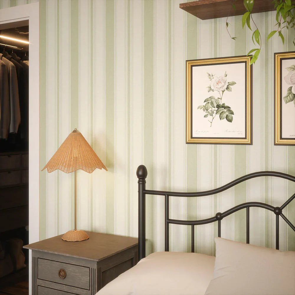 Heritage Stripe Wallpaper - Sage and Vintage Cream - LAN100075 - Lucie Annabel - Premier Wallcovering