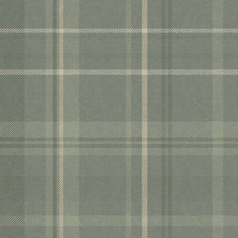 Heritage Tartan Wallpaper - Nettle Green and Vintage Cream - LAN100076 - Lucie Annabel - Premier Wallcovering