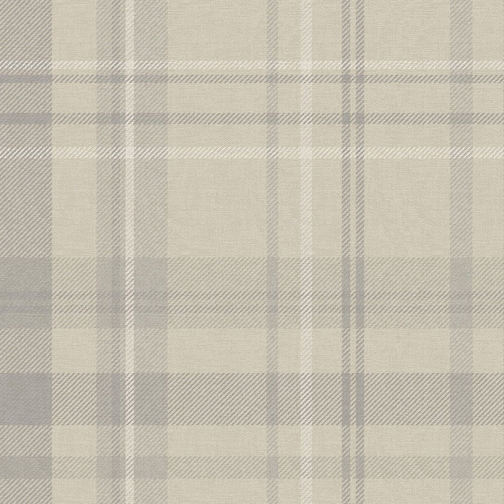Heritage Tartan Wallpaper - Vintage Cream and Vintage Grey - LAN100079 - Lucie Annabel - Premier Wallcovering