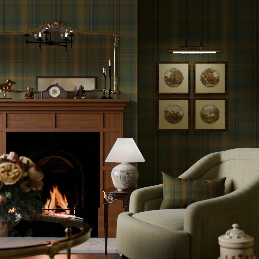 Heritage Tartan Wallpaper - Gentleman Green and Mustard - LAN100261 - Lucie Annabel - Premier Wallcovering