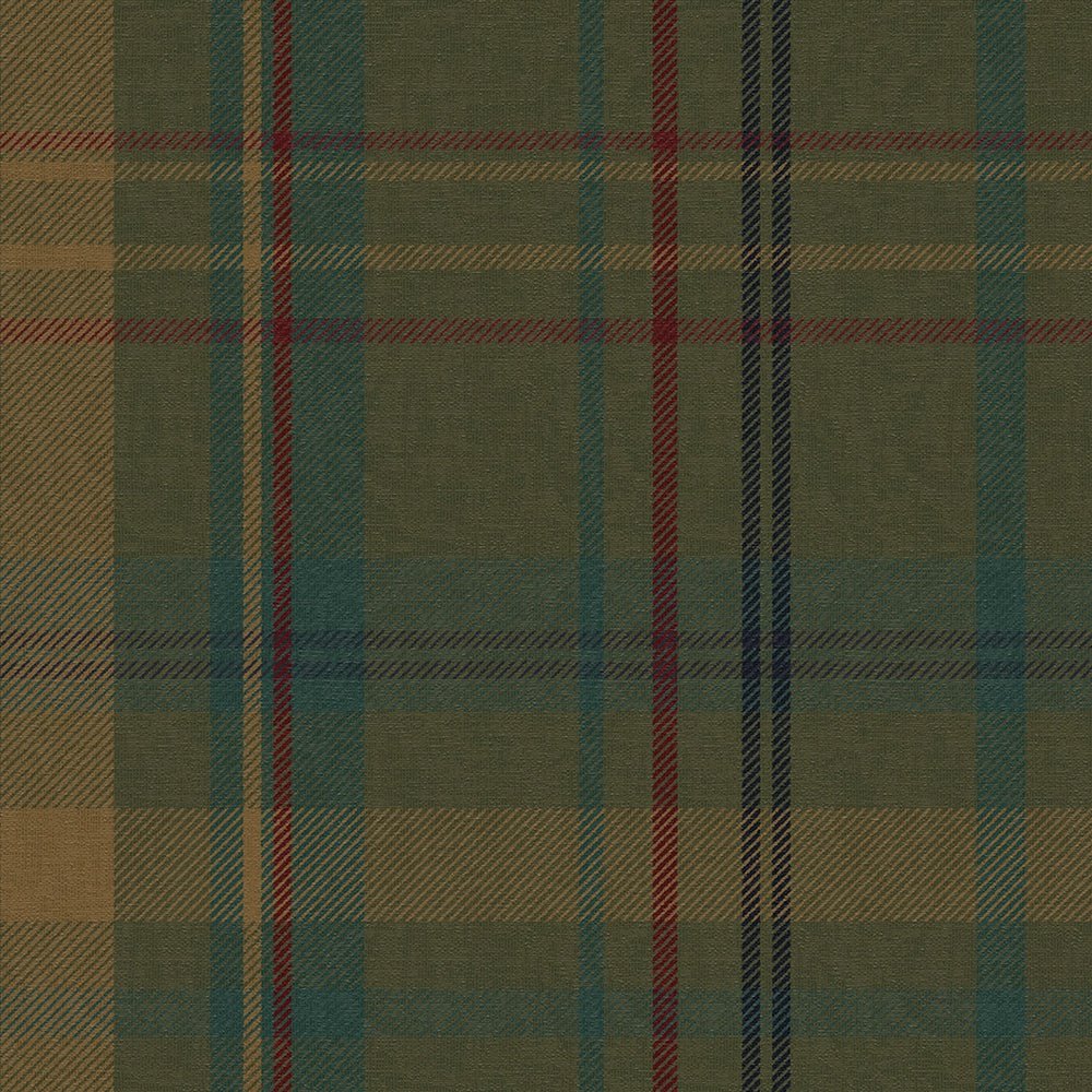 Heritage Tartan Wallpaper - Gentleman Green and Mustard - LAN100261 - Lucie Annabel - Premier Wallcovering