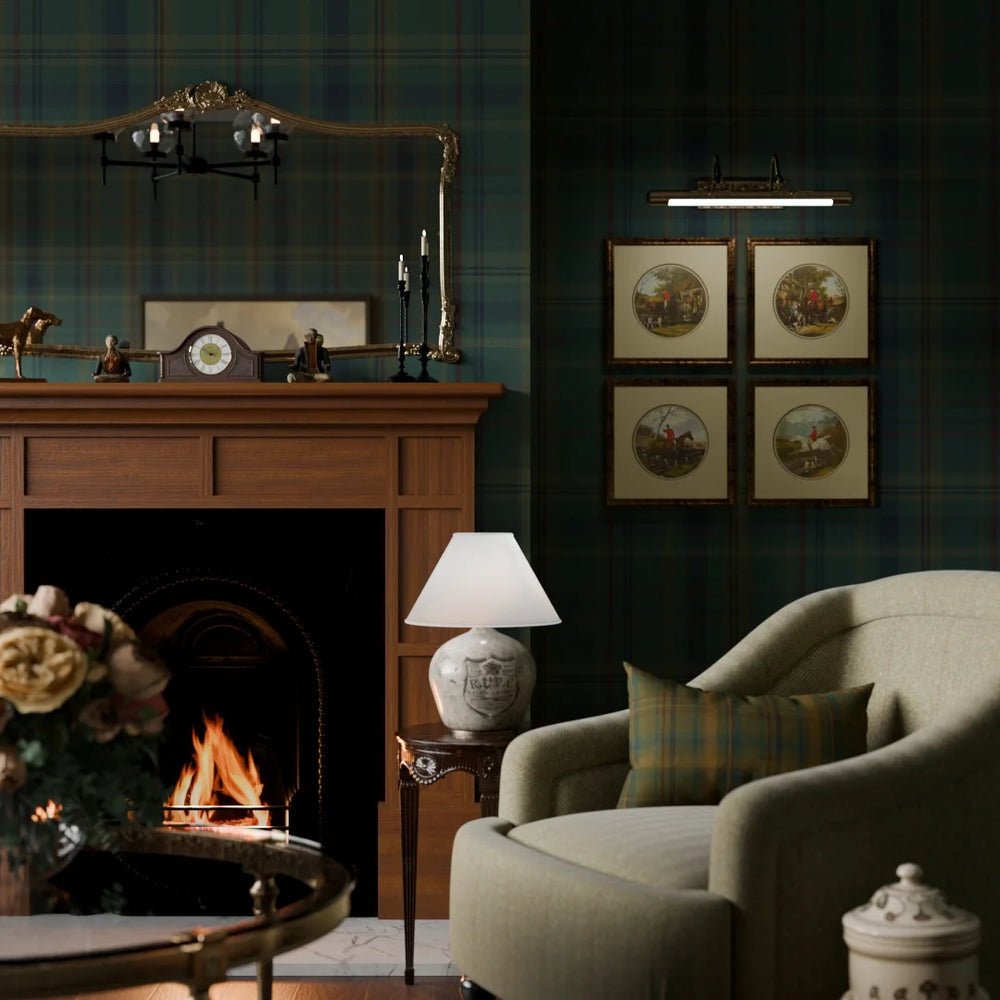 Heritage Tartan Wallpaper - Pine Green and Oxford Blue - LAN100262 - Lucie Annabel - Premier Wallcovering