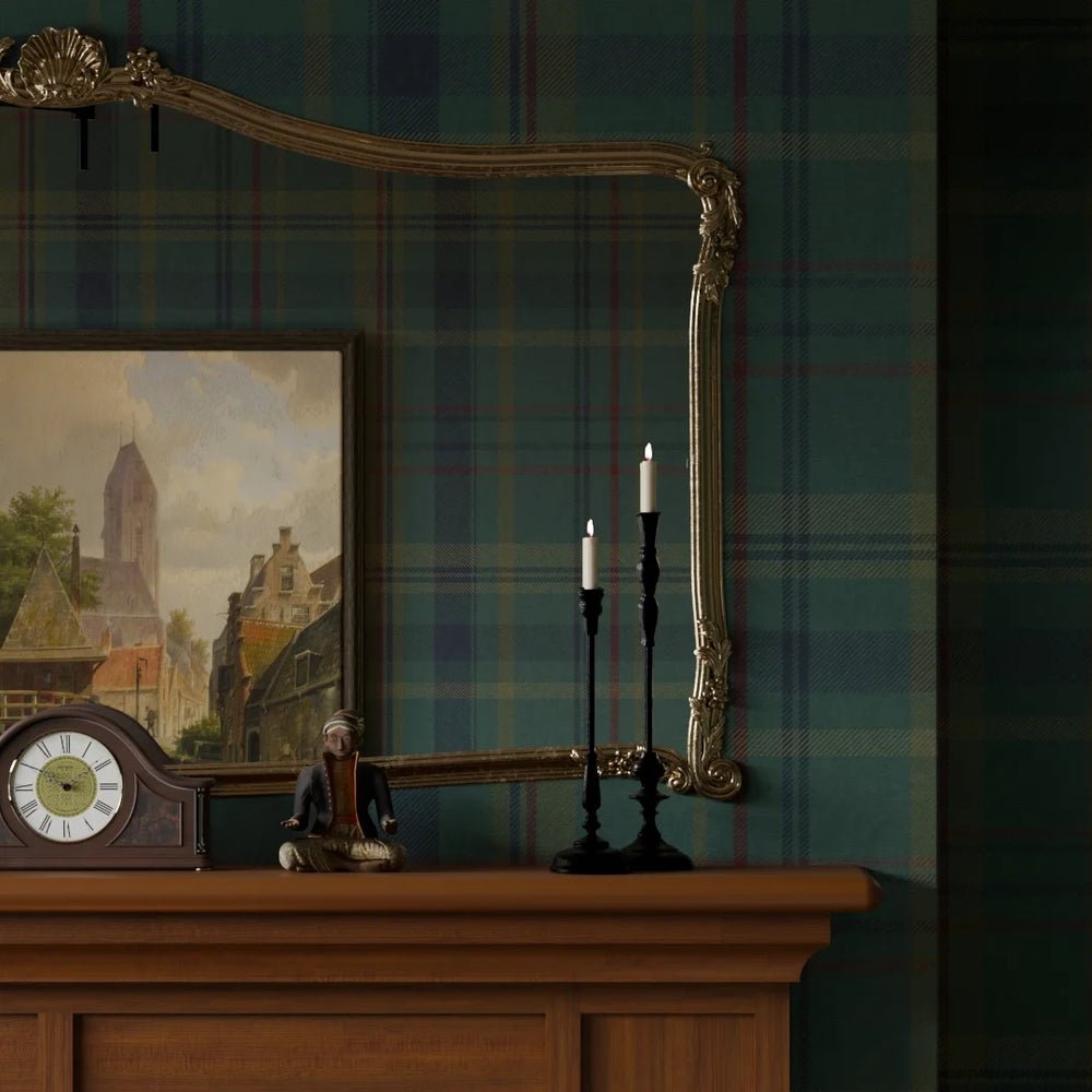Heritage Tartan Wallpaper - Pine Green and Oxford Blue - LAN100262 - Lucie Annabel - Premier Wallcovering