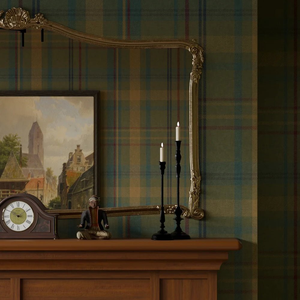 Heritage Tartan Wallpaper - Gentleman Green and Mustard - LAN100261 - Lucie Annabel - Premier Wallcovering