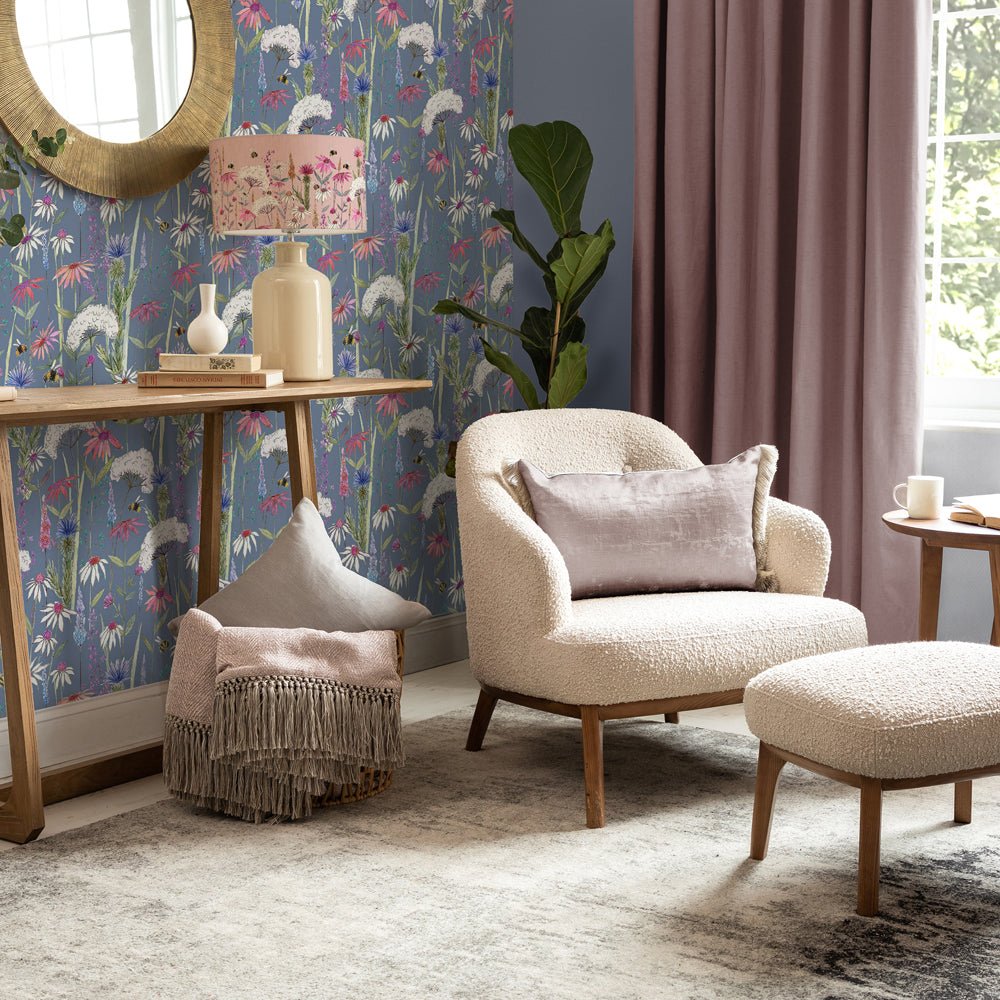 Hermione Wallpaper - Indigo - Voyage Maison - HERMION/WPO/IND - Premier Wallcovering