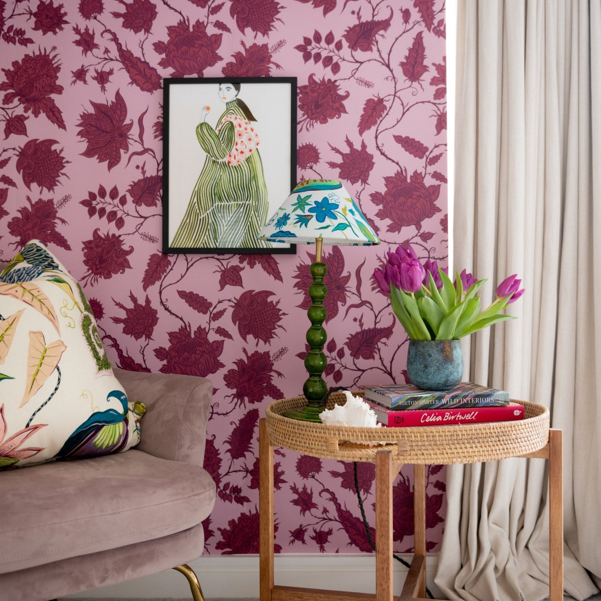 Hermosa Wallpaper - Rose Quartz/Ruby - Wear The Walls - HERR807652 - Premier Wallcovering